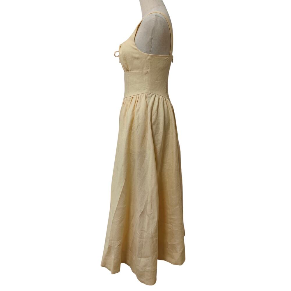 Reformation Butter Yellow Parmesan Balia Linen Dress US 6 - Picture 8 of 10
